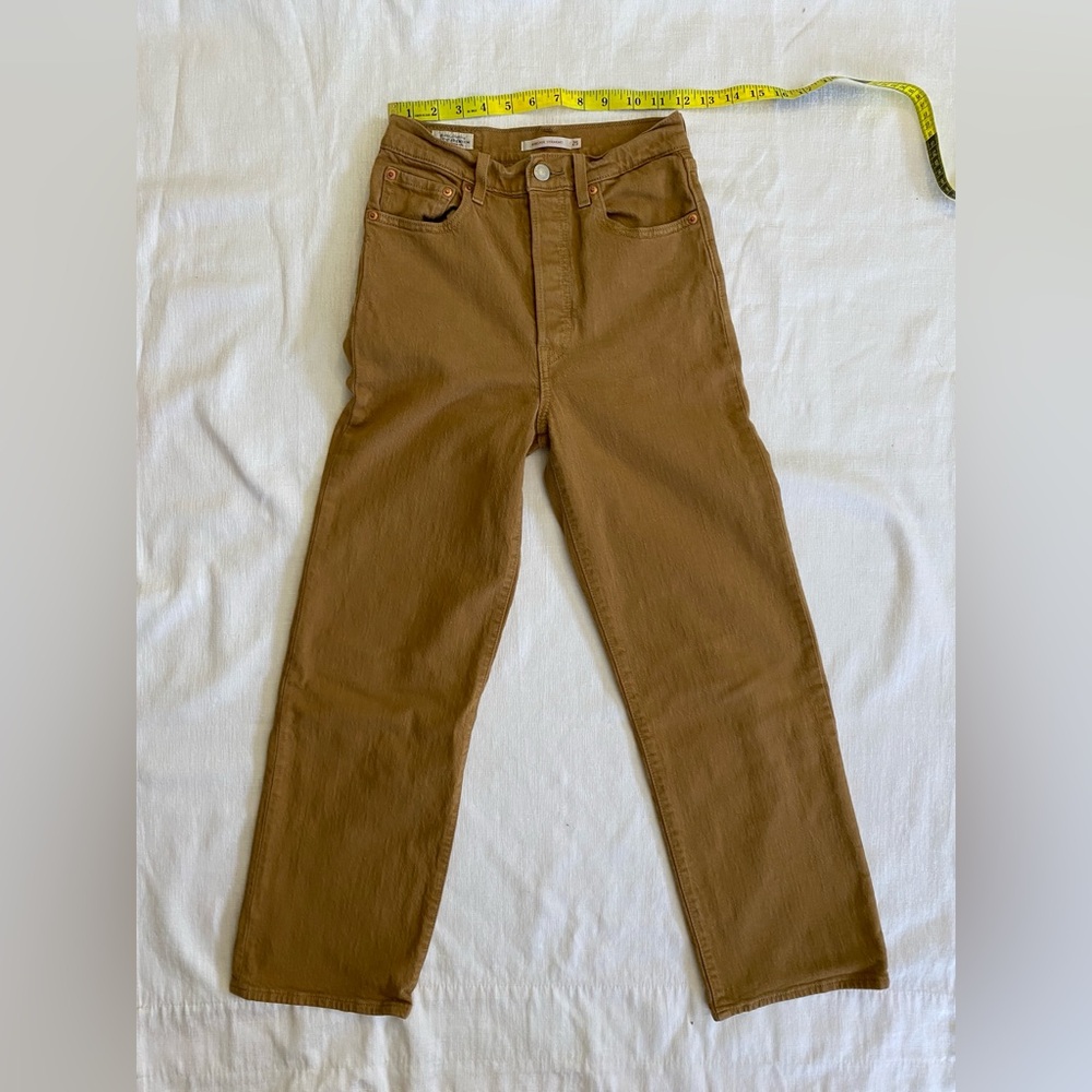 🌟 Levis Ribcage Straight Jeans Mustard Yellow 25